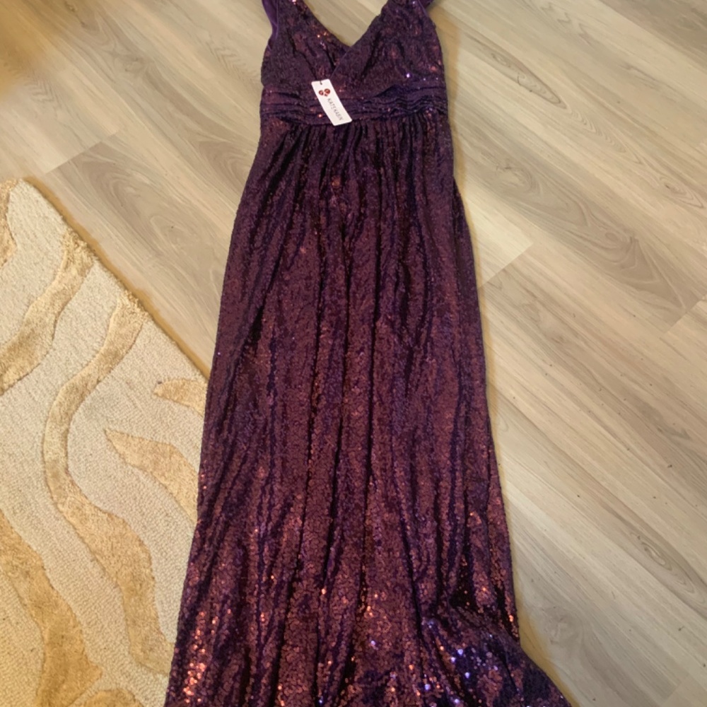Kate Karin purple sequin Dance Prom Bridesmaid Fancy sleeveless dress New w/tags - Picture 2 of 12